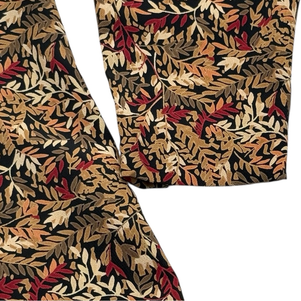 Angelica Vintage 1994 Rayon Blouse Leaf Print USA Made Black Women Sz 2 Career - Picture 9 of 10